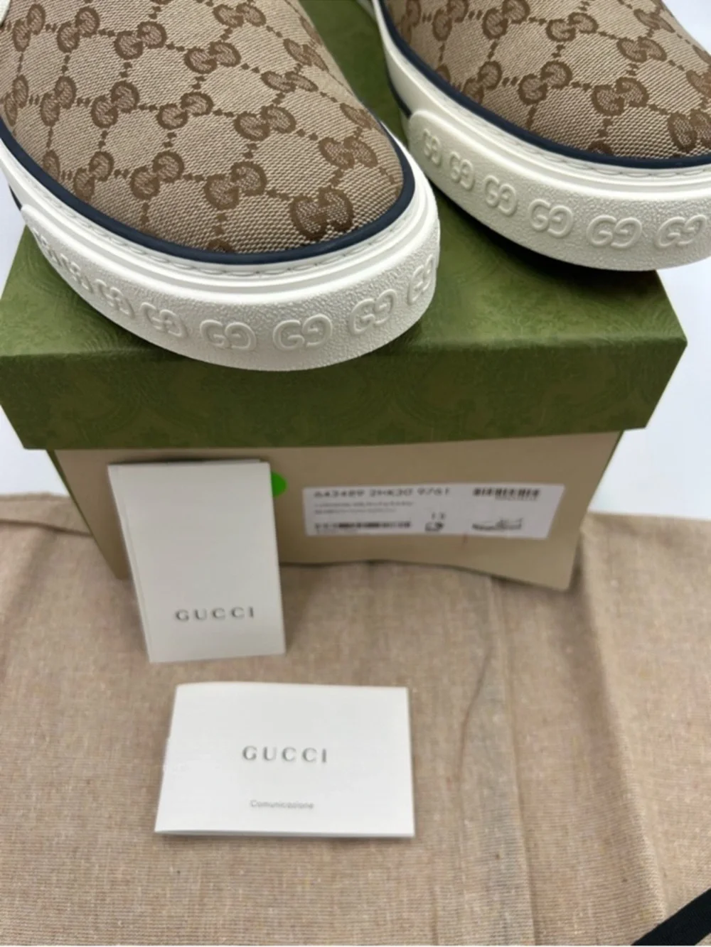 Men’s Gucci tennis 1977 slip on sneakers GG canvas size 13 made in Italy